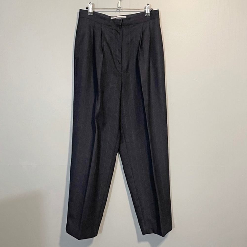 2/$40 EUC Vintage Wool Pleated Pinstripe Trousers Dark Navy Small 4-6 fit